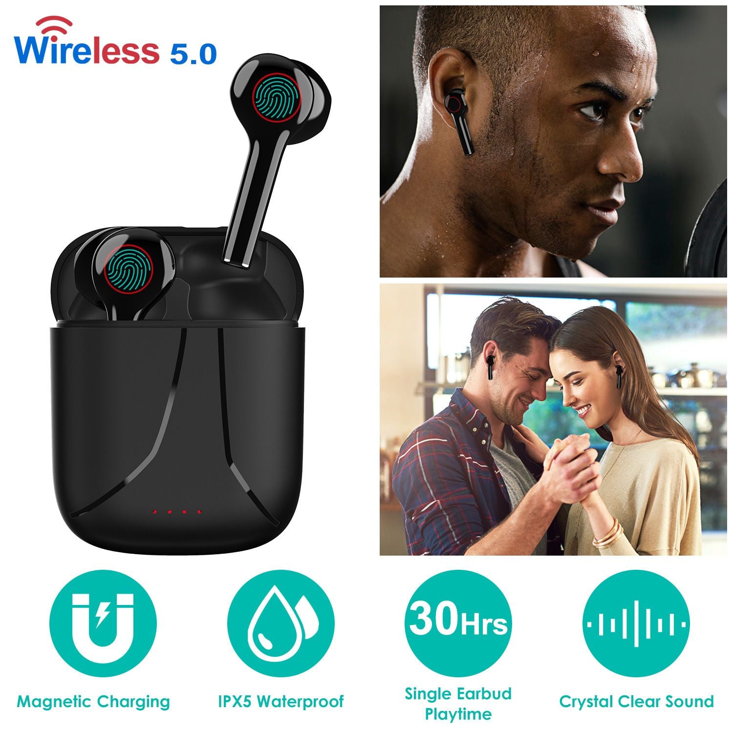 Wireless 5.0 Earbuds with Mic