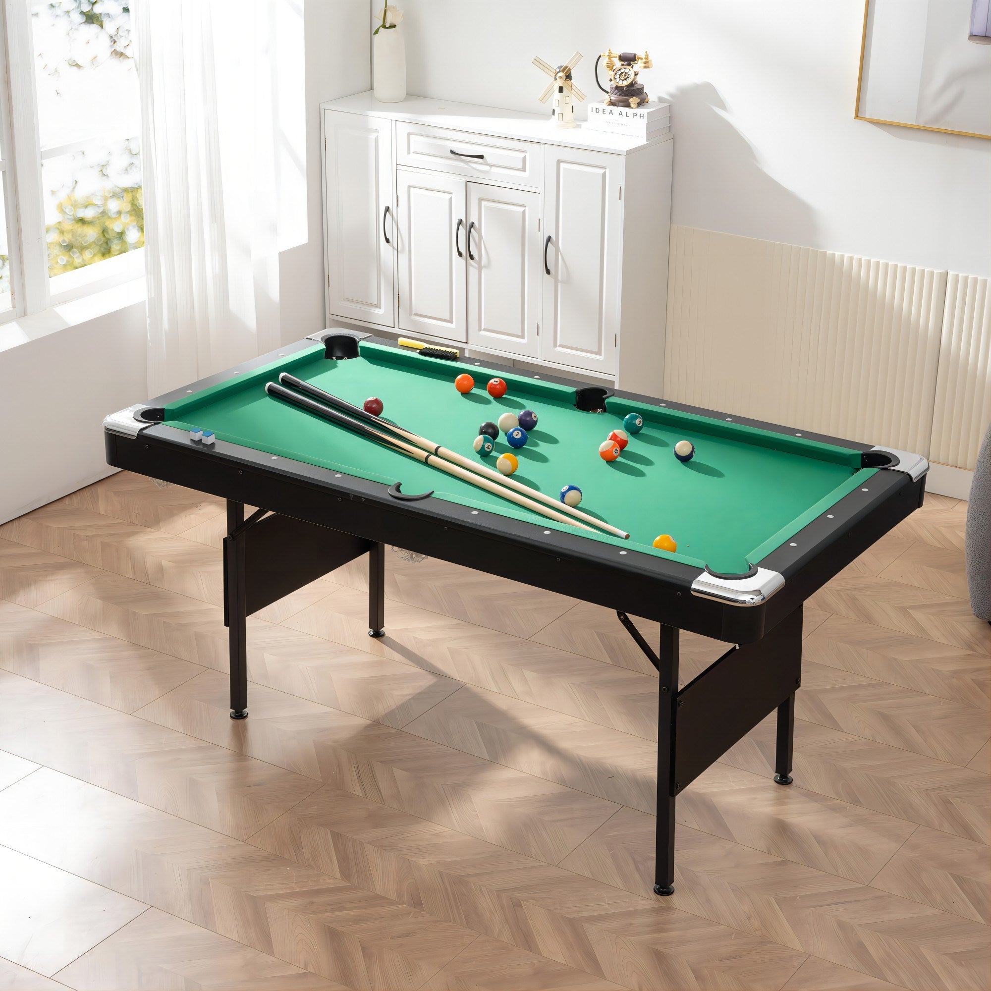 Premium 5.5 Ft Pool Table - Sleek Design, Portable, Family-Friendly Billiards Table