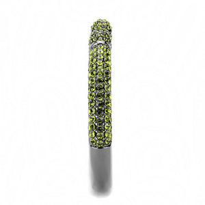 LO4284 - TIN Cobalt Black Brass Bangle with Top Grade Crystal in Olivine color
