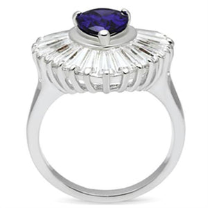 SS004 - Silver 925 Sterling Silver Ring with AAA Grade CZ in Tanzanite