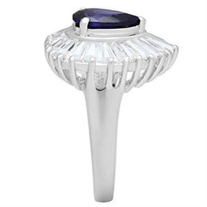 SS004 - Silver 925 Sterling Silver Ring with AAA Grade CZ in Tanzanite