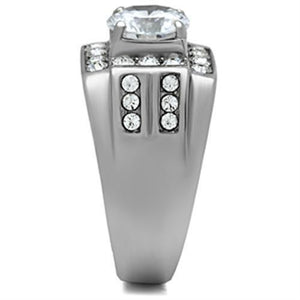 TK348 - High polished (no plating) Stainless Steel Ring with AAA Grade CZ in Clear
