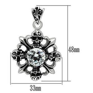TK454 - High polished (no plating) Stainless Steel Chain Pendant with AAA Grade CZ in Clear