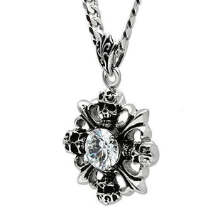 TK454 - High polished (no plating) Stainless Steel Chain Pendant with AAA Grade CZ in Clear