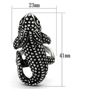 TK933 - High polished (no plating) Stainless Steel Ring with Top Grade Crystal in Jet