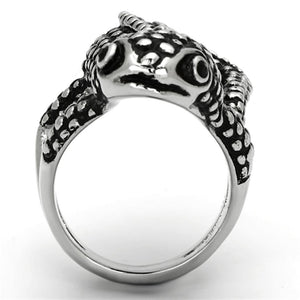 TK933 - High polished (no plating) Stainless Steel Ring with Top Grade Crystal in Jet