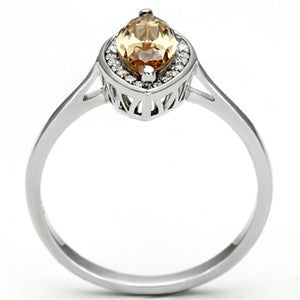 TS098 - Rhodium 925 Sterling Silver Ring with AAA Grade CZ in Champagne