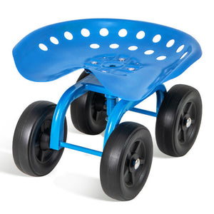 Costway Garden Rolling Workseat with 360? Swivel Seat and Adjustable Height-Blue
