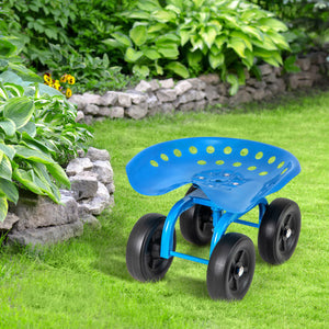 Costway Garden Rolling Workseat with 360? Swivel Seat and Adjustable Height-Blue