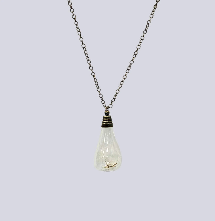 Wish In The Bottle Wish Maker Necklace With Dandelion Flowers