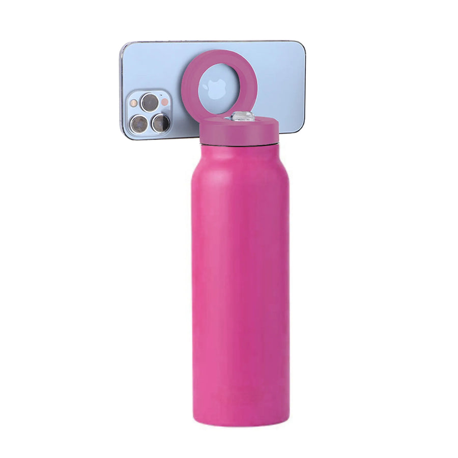 Aquaala Stick And Swivel Magnetic Cap Phone Holder Water Bottle - 1 Pink flamingo