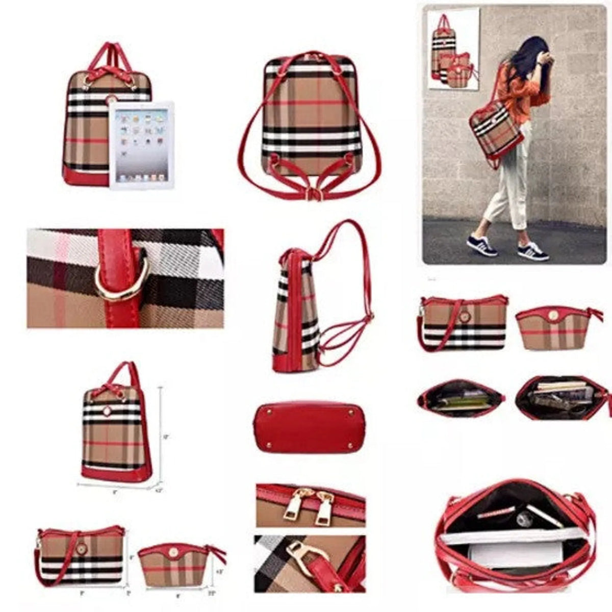 Posh And Cool Convertible 3 in 1 Backpack in Plaid