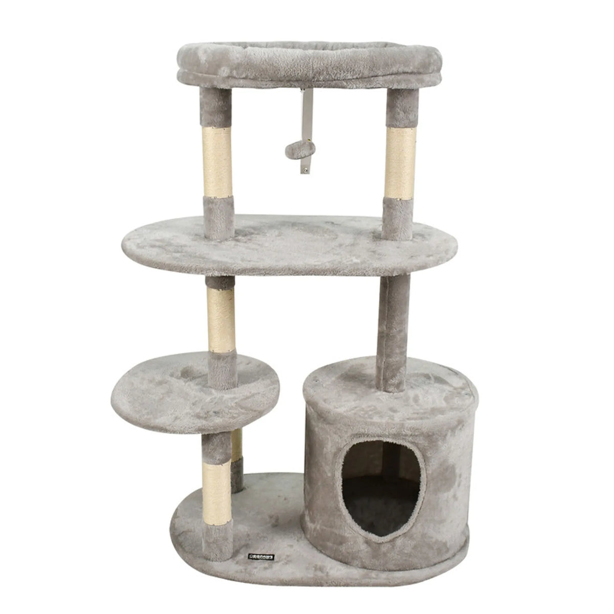 48-Inch Faux Fur Cat Tree with Perch & Condo – 3 Tiers