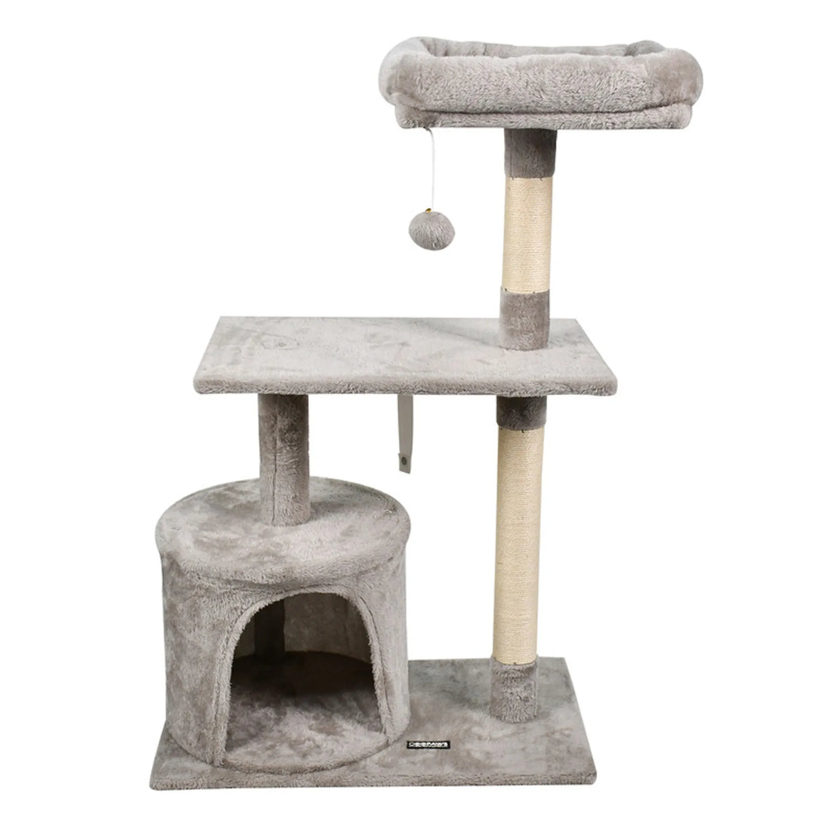38-Inch Faux Fur Cat Tree with Perch & Condo – Light Gray