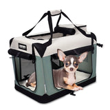 3-Door Collapsible Soft-Sided Pet Crate with Fleece Bed
