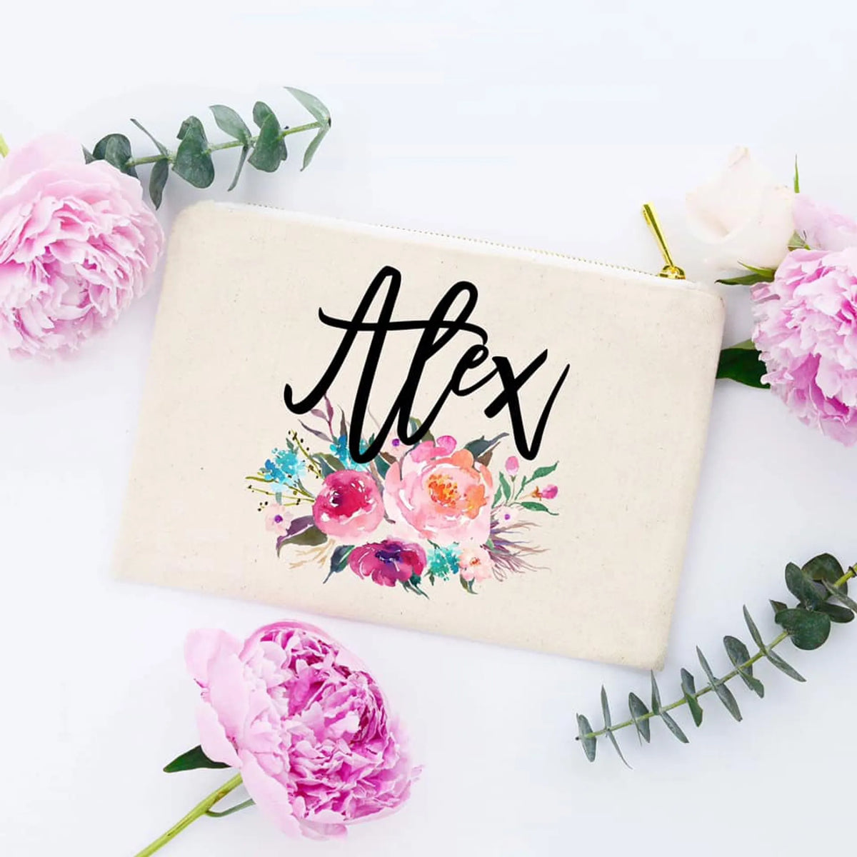 Floral Personalized Cosmetic Bag
