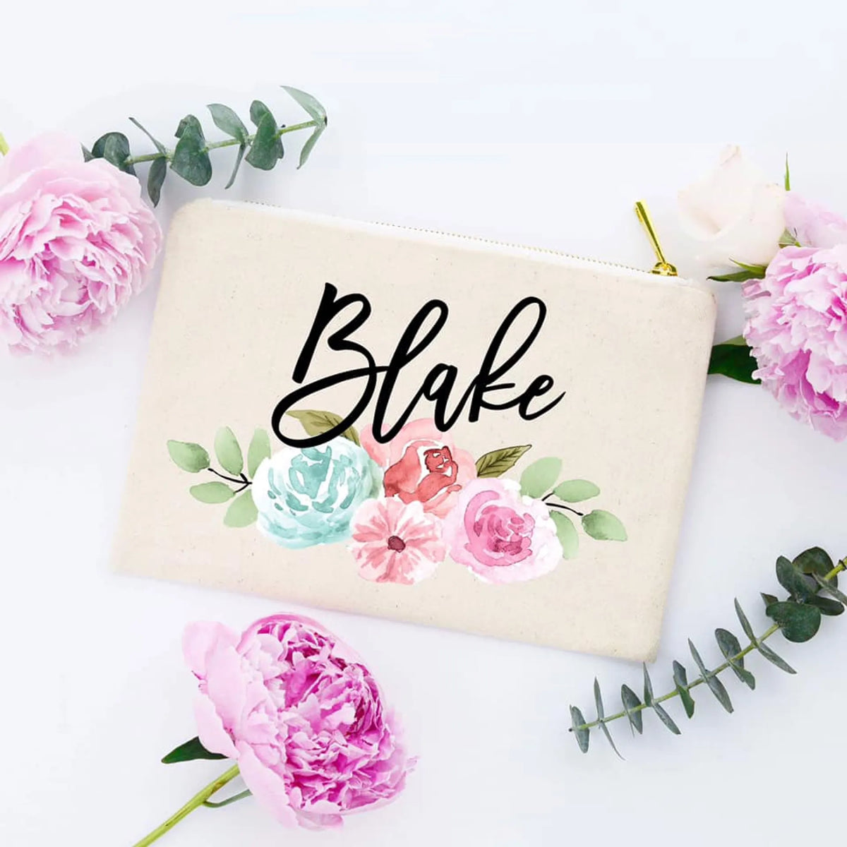 Floral Personalized Cosmetic Bag