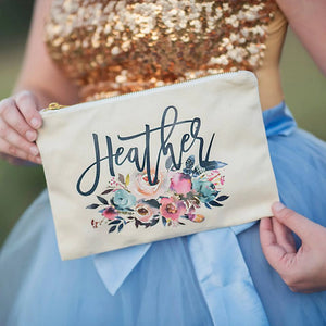 Floral Personalized Cosmetic Bag