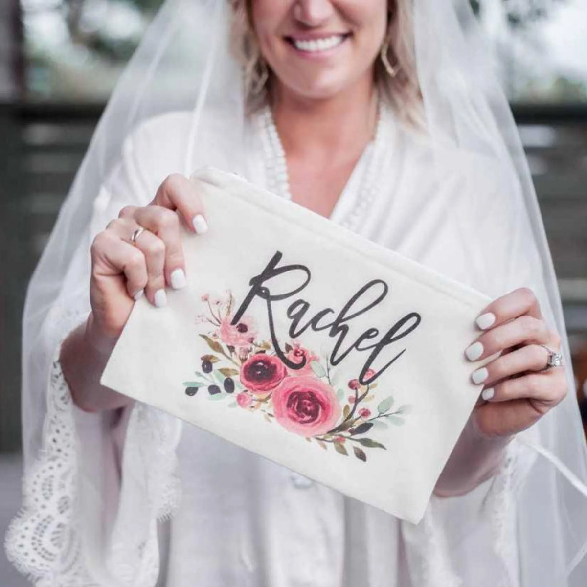 Floral Personalized Cosmetic Bag