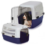 Heavy-Duty Plastic Dog Crate with Metal Door – Blue