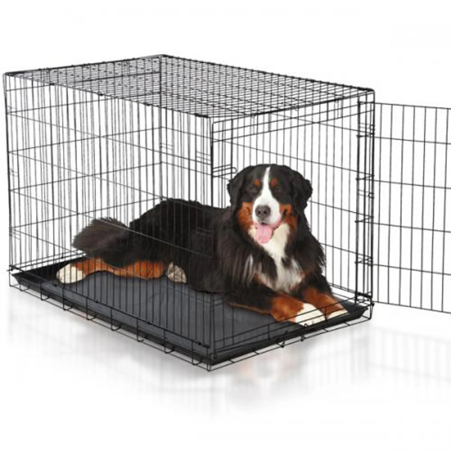 Folding Wire Dog Crate with Carry Handle – Black