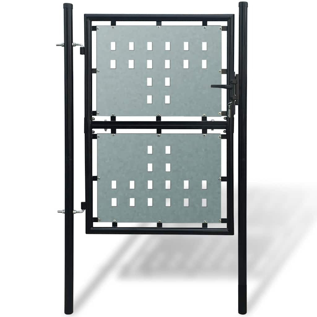 Black Single Door Fence Gate 39.4x49.2
