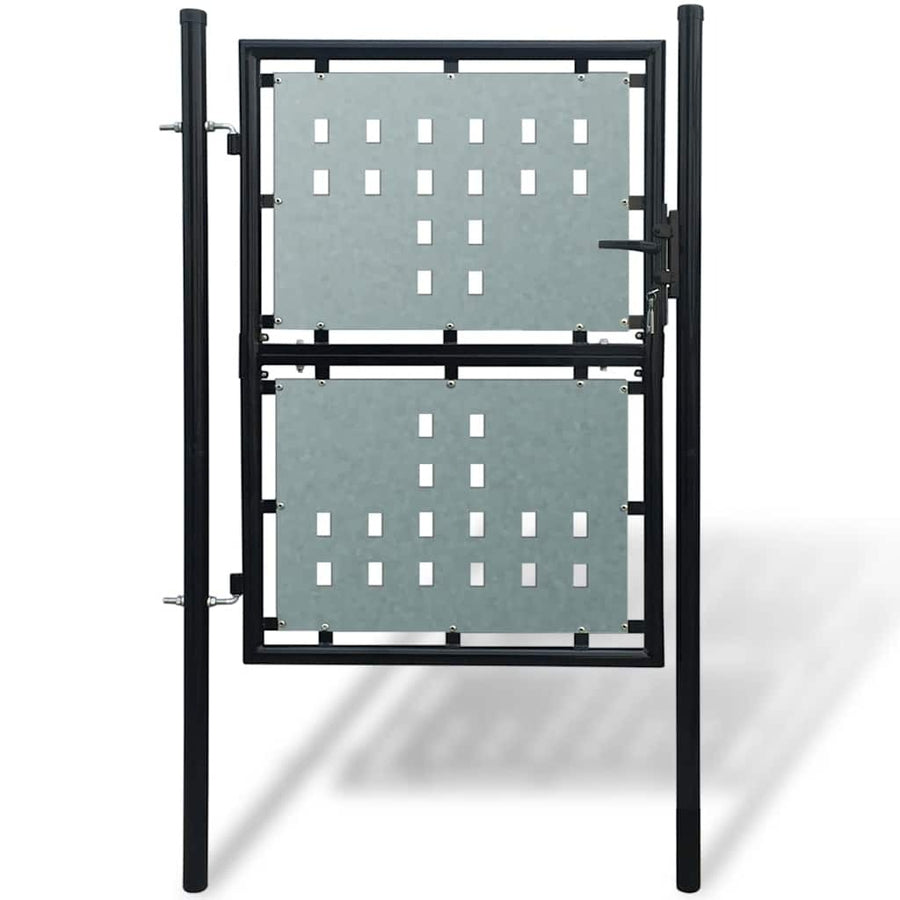 Black Single Door Fence Gate 39.4x49.2