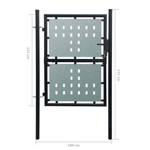 Black Single Door Fence Gate 39.4x49.2