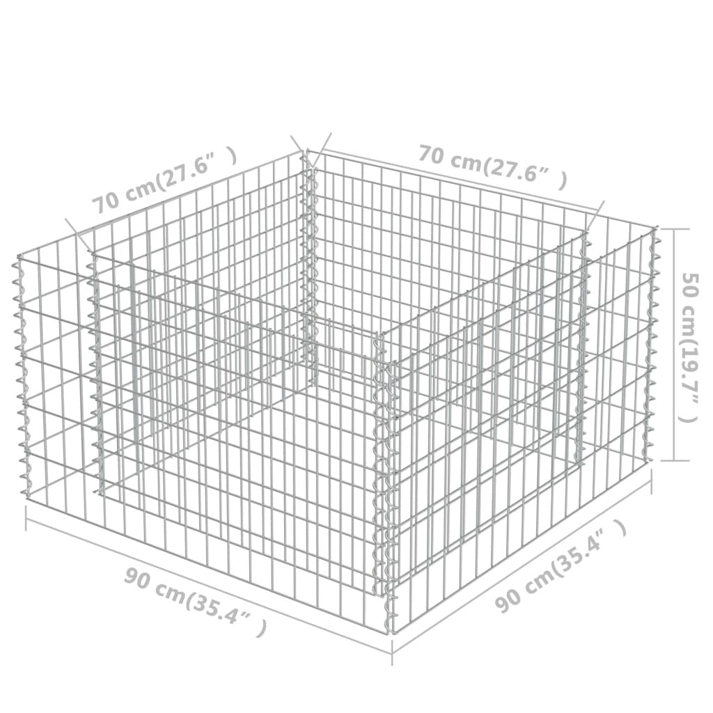 Gabion Raised Bed Galvanized Steel 35.4"x35.4"x19.7