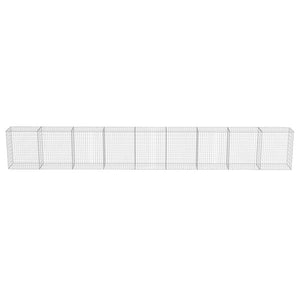 Gabion Wall with Covers Galvanized Steel 354"x19.7"x39.4