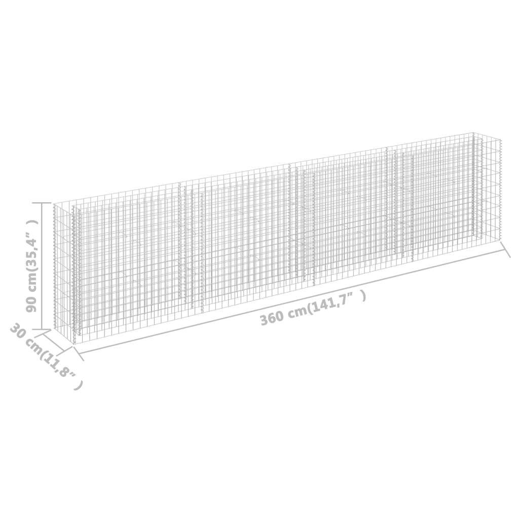 Gabion Raised Bed Galvanized Steel 141.7"x11.8"x35.4