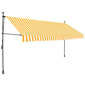 Manual Retractable Awning with LED 157.5" White and Orange