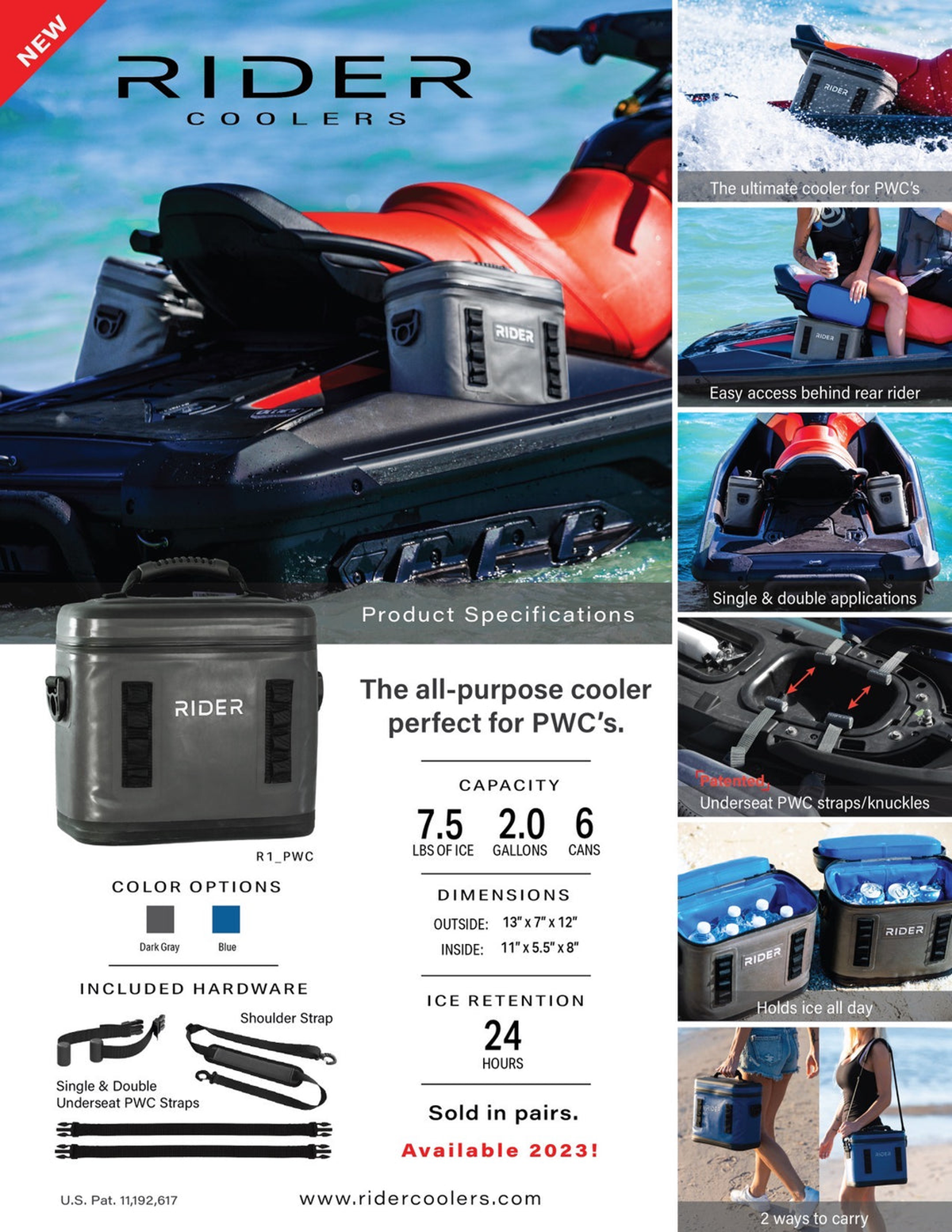 Single Cooler by Rider Coolers - Fits All PWC, Paddle board, Kayak, tubes, bicycle racks — Outdoor Recreation