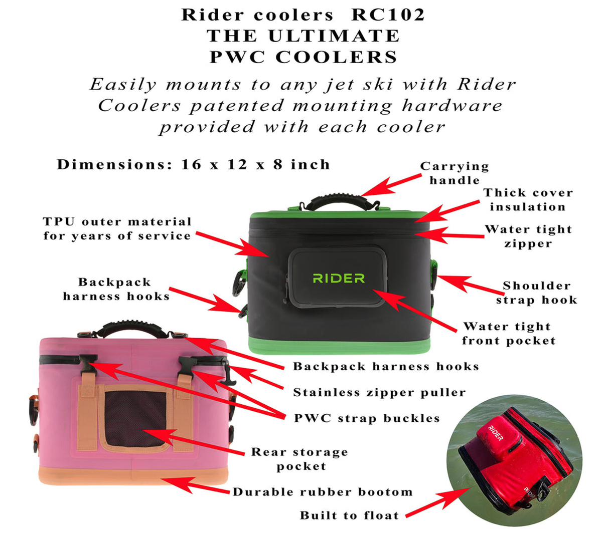 VP Racing Fuels Jet Ski Coolers by Rider Coolers - Single PWC Cooler, Officially Licensed — Outdoor Recreation