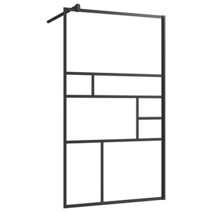 Walk-in Shower Wall with Clear ESG Glass 35.4"x76.8" Black