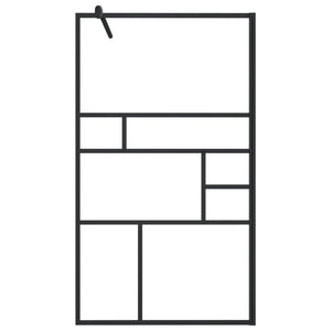 Walk-in Shower Wall with Clear ESG Glass 35.4"x76.8" Black