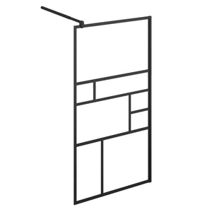 Walk-in Shower Wall with Clear ESG Glass 35.4"x76.8" Black