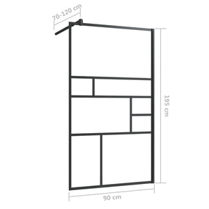 Walk-in Shower Wall with Clear ESG Glass 35.4"x76.8" Black