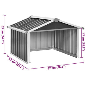 Garden Robot Lawnmower Shed 36.2"x38.2"x24.8" Galvanized Steel Anthracite