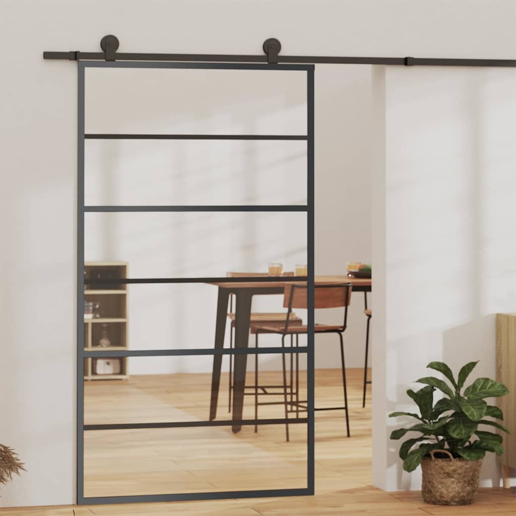 Sliding Door ESG Glass and Aluminum 40.2"x80.7" Black
