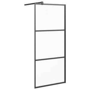 Walk-in Shower Wall 31.5"x76.8" Frosted ESG Glass Black