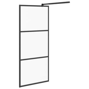 Walk-in Shower Wall 35.4"x76.8" Frosted ESG Glass Black