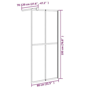 Walk-in Shower Screen 31.5"x76.8" Dark Tempered Glass