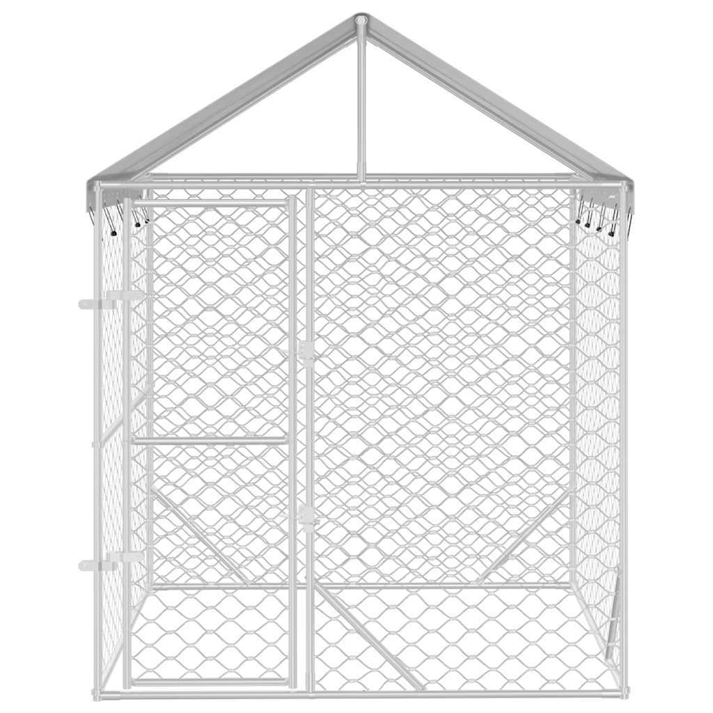 Outdoor Dog Kennel with Roof Silver 6.6'x6.6'x8.2'Galvanized Steel