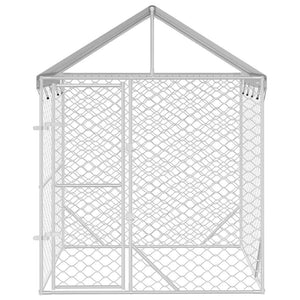Outdoor Dog Kennel with Roof Silver 6.6'x6.6'x8.2'Galvanized Steel