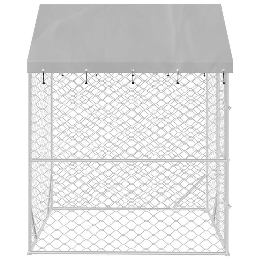 Outdoor Dog Kennel with Roof Silver 6.6'x6.6'x8.2'Galvanized Steel