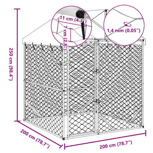 Outdoor Dog Kennel with Roof Silver 6.6'x6.6'x8.2'Galvanized Steel