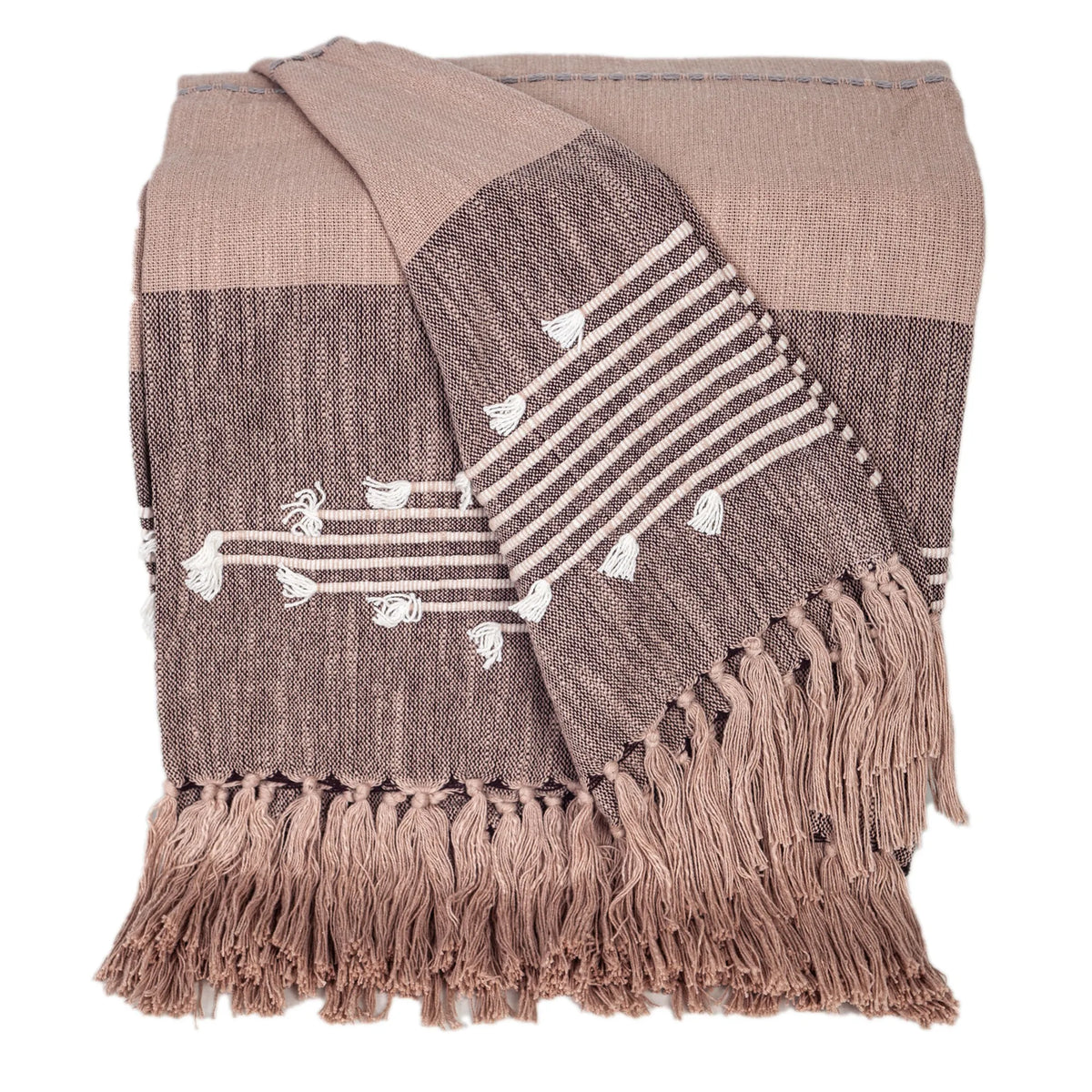 Premium Cotton Slub Throw from Parkland Collection with Tassels