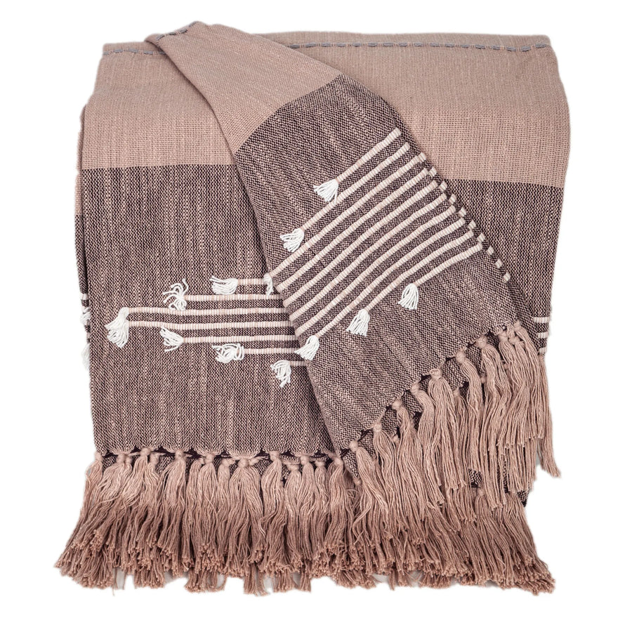 Premium Cotton Slub Throw from Parkland Collection with Tassels