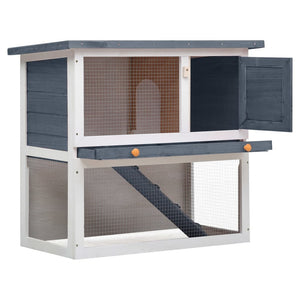 Outdoor Rabbit Hutch 1 Door Gray Wood
